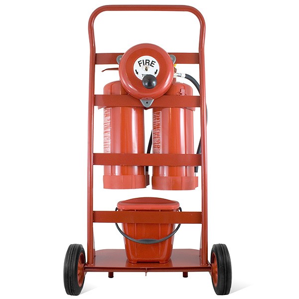 Double Fire Extinguisher Trolley With Rotary Alarm Hand Bell